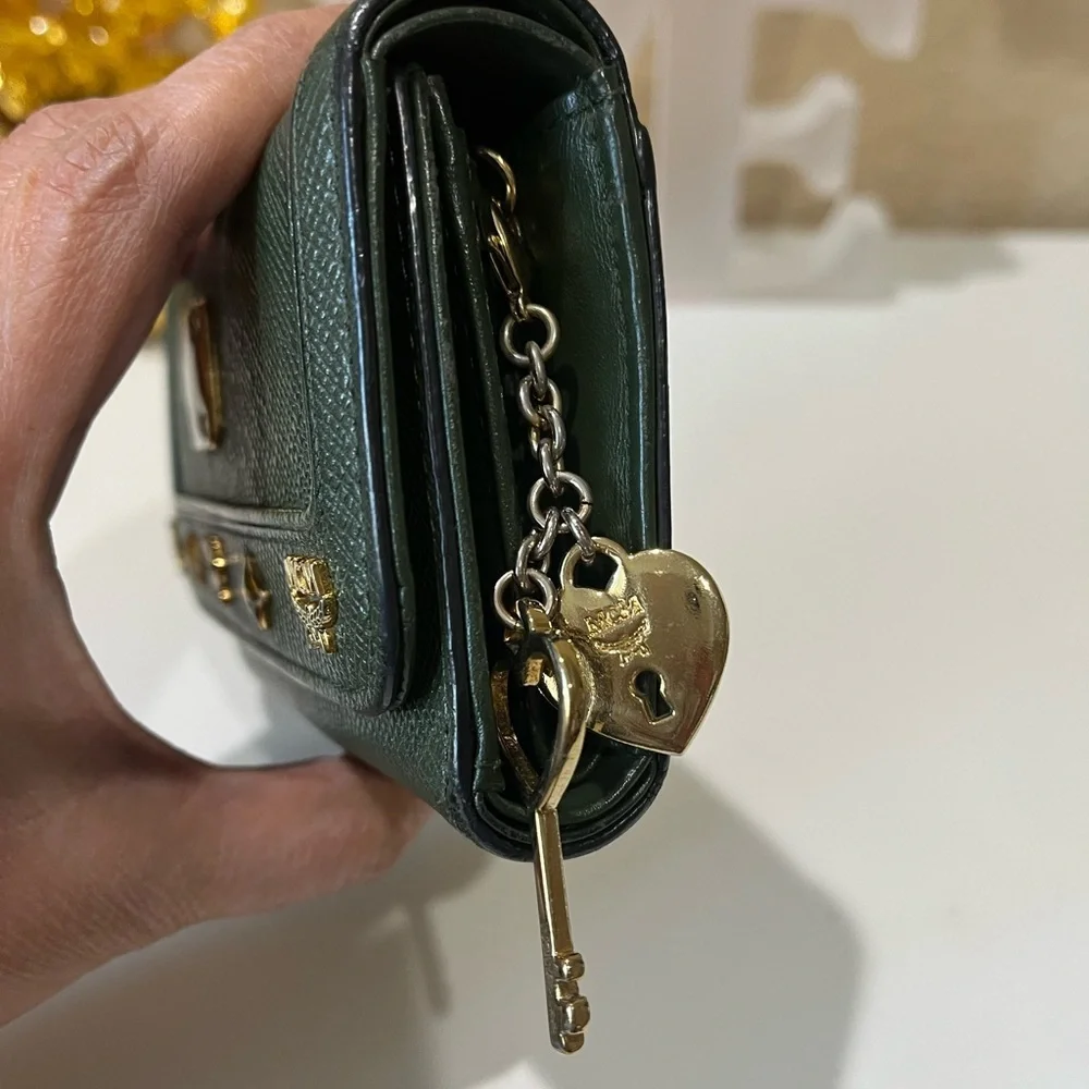 MCM ARMY GREEN COLORED TRIFOLD WALLET - Picture 6 of 13